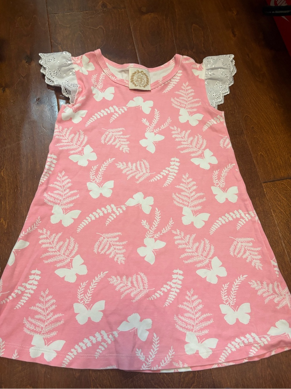 Kids Pink Butterfly-Print Pajama dress